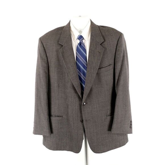 Pierre Cardin Textured Tweed Wool Gray Check 2 Button‎ Blazer 44L - Picture 5 of 13